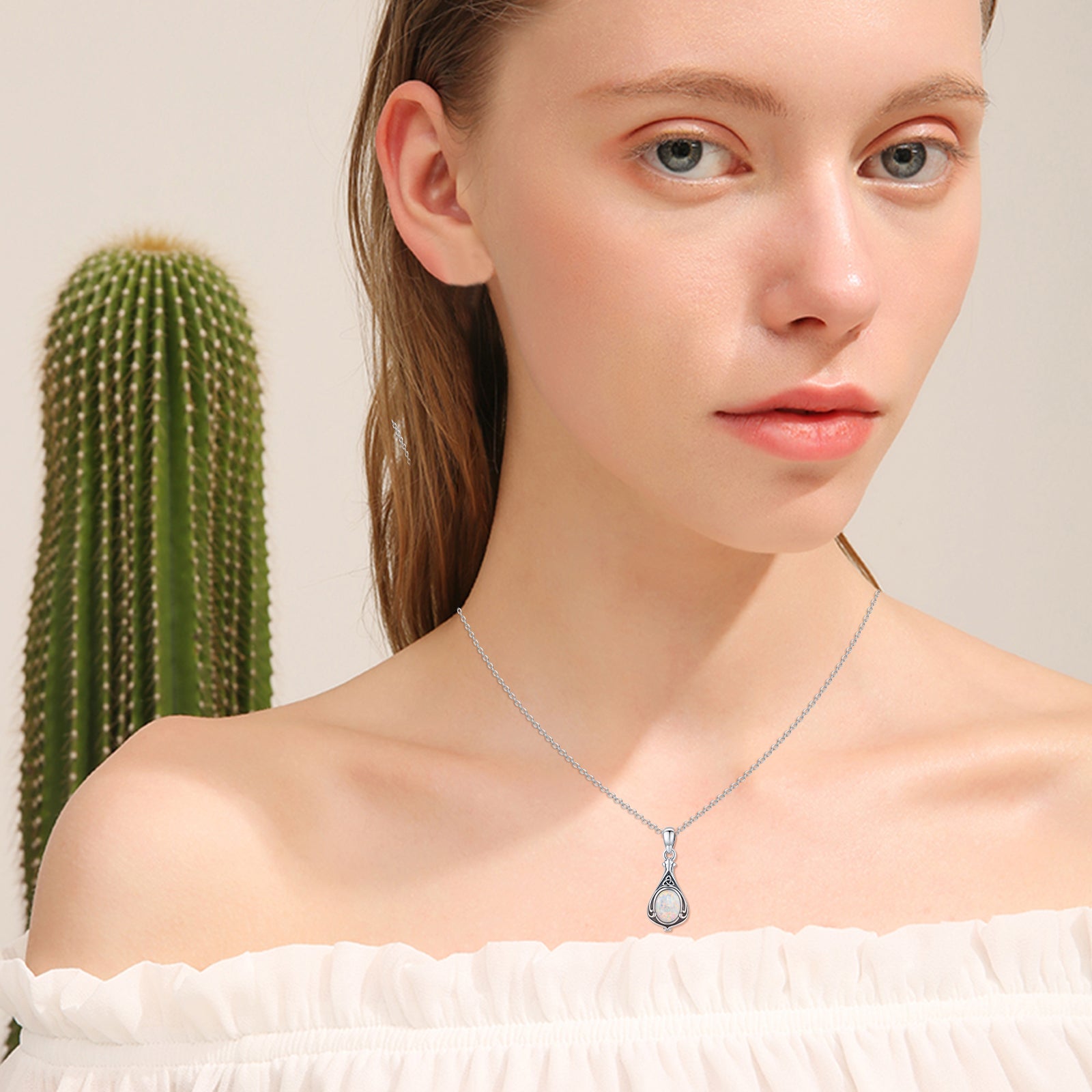 Opal Urn Necklace 925 Sterling Silver Teardrop Urn for Ashes Pendant Necklaces with 18+2'' Chain Embedded Opal Memorial Jewelry Gift for Women Girls Daughter Grandma Grandpa Dog Cat